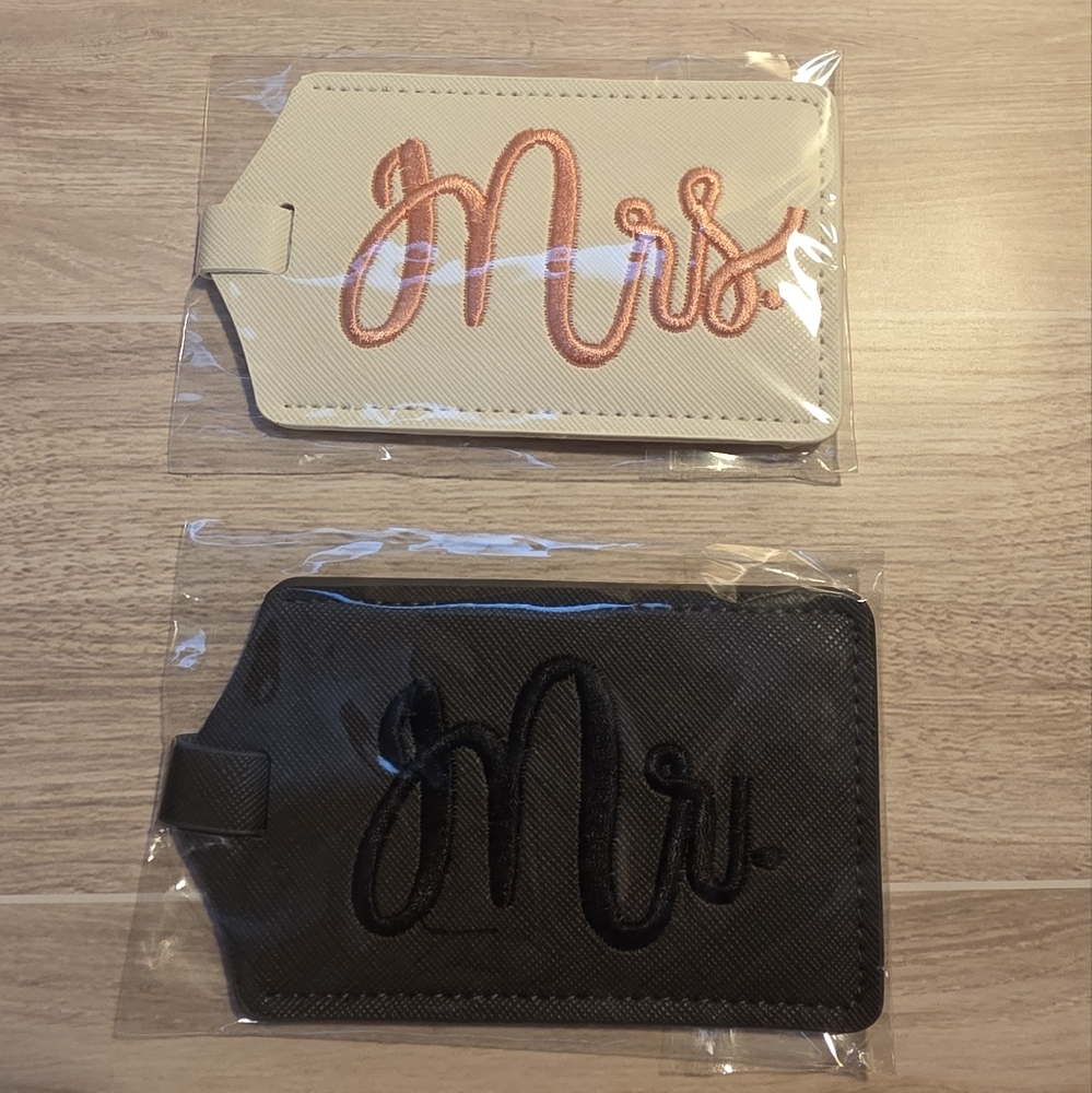 Mr. and Mrs. Luggage Tags Set Bridal Shower Wedding Gift